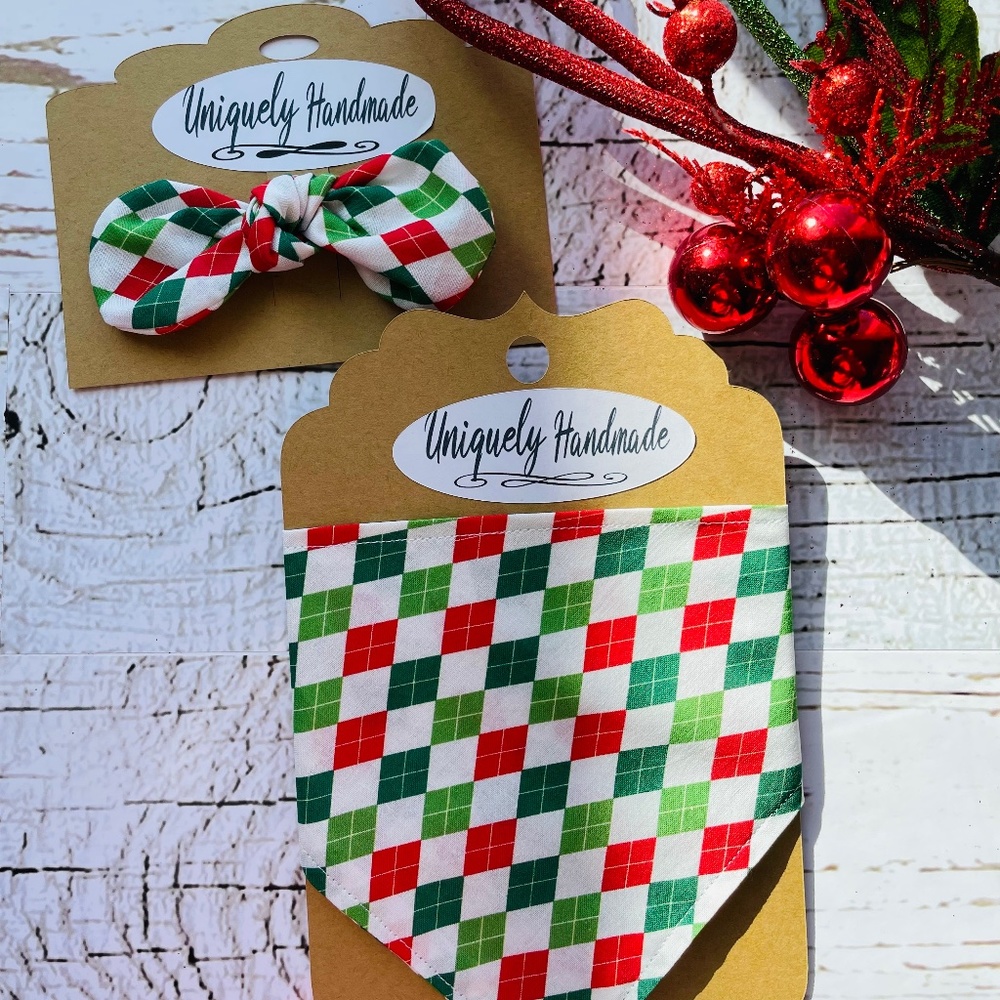 Bandana Set, Christmas Colors,Chihuahua